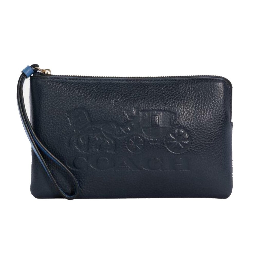 Coach Bag Vintage Midnight Navy Blue Wristlet Horse Carriage Leather Handbag NEW